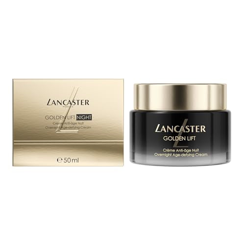 Lancaster Golden Lift Overnight Age-Defying Cream – Mit Retinol + Retinal – Bekämpft Anzeichen lichtbedingter Hautalterung – Kationisches liposomales Retinol – Mindert Pigmentflecken + Falten, 50 ml