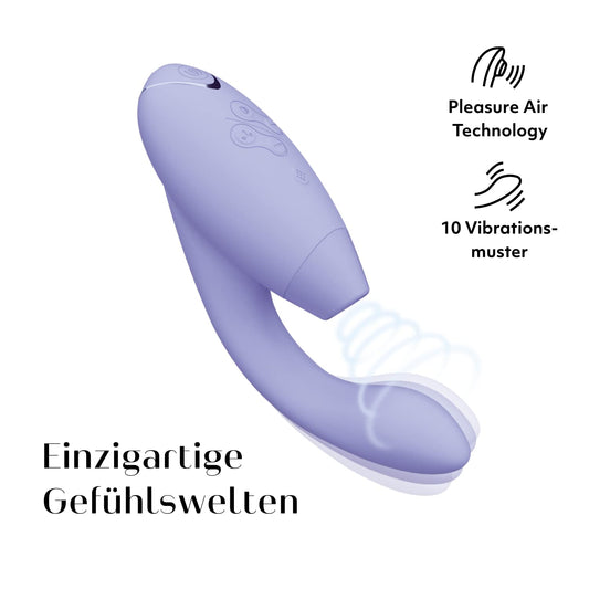 Womanizer Duo 2 Klitoris-Sauger für Frauen - Rabbit Vibrator Sextoy für Klitoris und G-Punkt Stimulation - Smart Silence - Druckwellenvibrator mit 14 Intensitätsstufen - Wasserdicht - Flieder