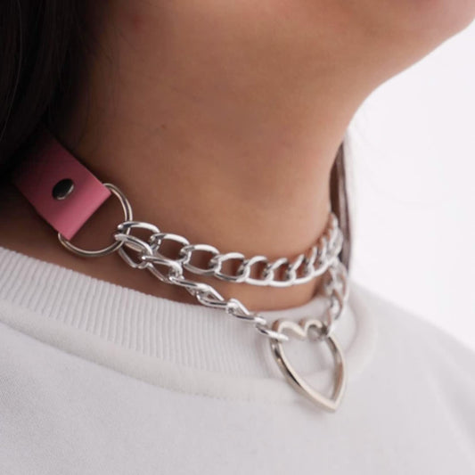 Sissy Collare Cuore Collana in pelle Choker per le donne