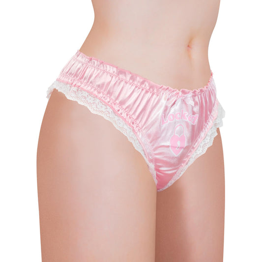 LittleForBig Unisex Hipster-Höschen Glatte Satin-Spitzenhöschen für Crossdressing und Transgender Rosa L