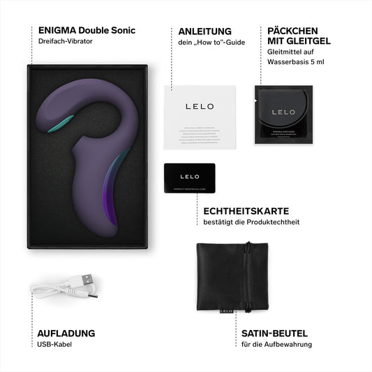LELO ENIGMA Double Sonic Dreifach G Punkt Vibrator mit App, Klitoris Vibration für Frauen, Lusteinstellungen und 2 Extra-Modi, Sextoy Vibratoren, Sexspielzeug für Frauen Solo (Cyber Purple)
