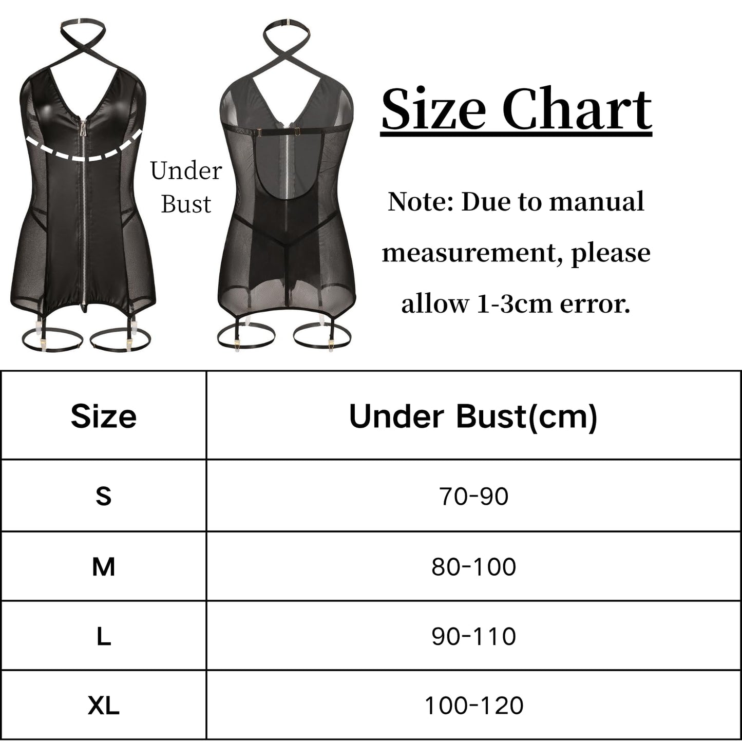 Damen Lederkleid Sexy Lackleder Kleid Große Größen Wetlook Strapsen Dessous mit Reißverschluss Curvy Minikleid Kurz Dress Ärmellos Lackkleid (XL)