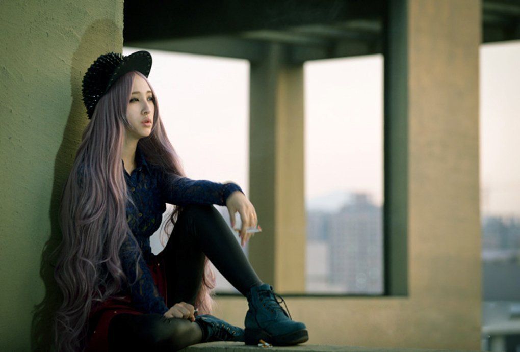 Fouriding 100cm Damen Taro+Braun Kunsthaar Lange Perücke Langhaarperücke Long Curly Wig Langhaar Lockige Perücken für Karneval Cosplay Party Fasching Kostüm Anime Haarteile