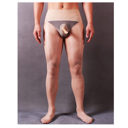 MANTYHOSE- Herren Sexy 8 Den Ultradünne Öl Glänzend Nahtlose Strumpfhosen Durchsichtig Nylon Strumpfhose mit Penishülle