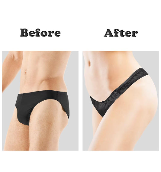Tucking Gaff Höschen für Crossdresser Hiding Gaff Panty Shaping Panty Unterwäsche Bedruckte Unterhosen für Crossdresser Transgender Weiß L