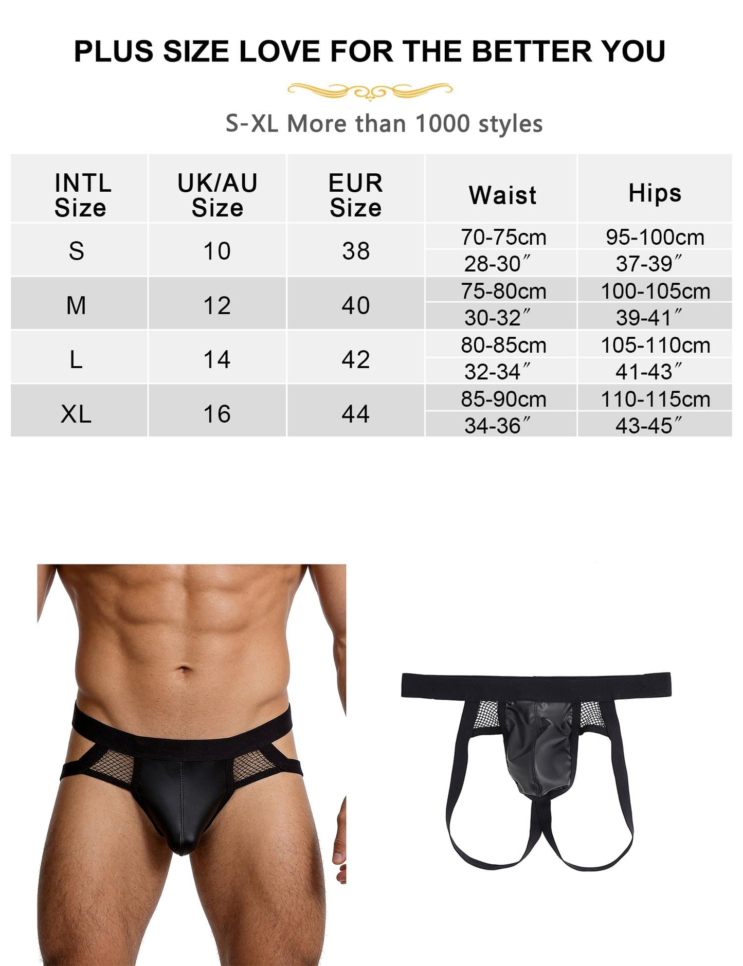 Jockstrap Herren Sexy String Tanga Pouch Underwear Schwarz S