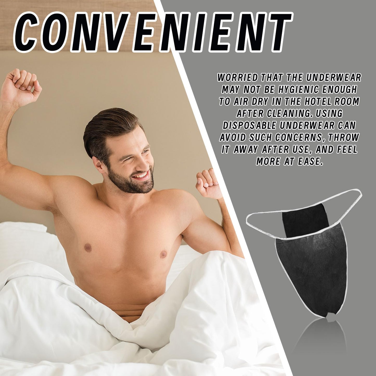 30 Stück Einweg Tanga Einweg Höschen Männer, String Weiche, für Männer Spa Tanga Unterwäsche, tägliche Anwendung und andere Körperpflege (DE/NL/SE/PL, Alter, Einheitsgröße, Schwarz)