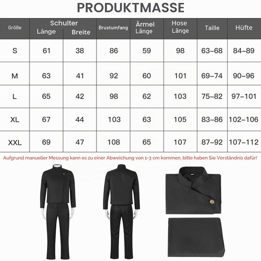 Satoru Gojo Cosplay, Schwarz Anime Cosplay Kostüm, Gojo Satoru Schuluniform Jacke mit Brille, Anime Outfits Halloween Karneval
