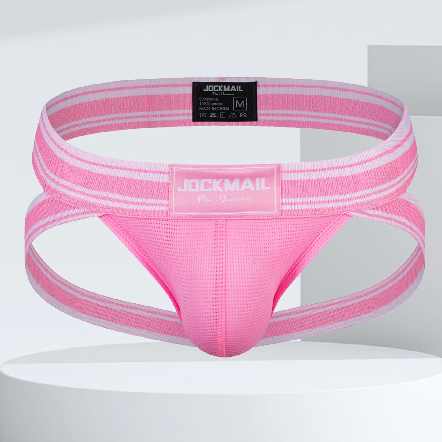 JOCKMAIL Herren Tanga Unterwäsche Sexy Jockstrap Camouflage Netzstoff Atmungsaktiv Unterhose für Männer (DE/NL/SE/PL, Alphanumerisch, XL, Regular, Regular, Rosa1)