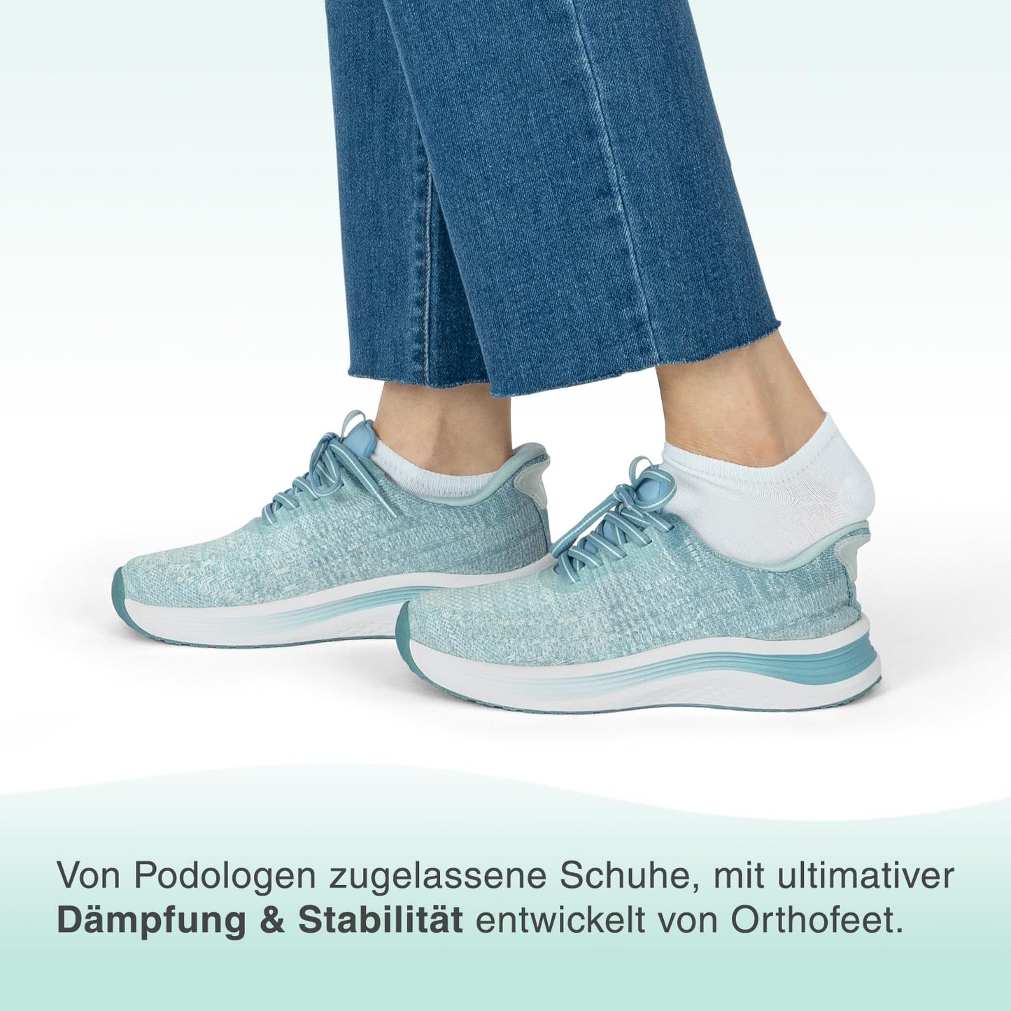 OrthofeetHands-Free Orthopädischer Damen Slip-in Sneaker Türkis Nira, Größe 37.5 Weit