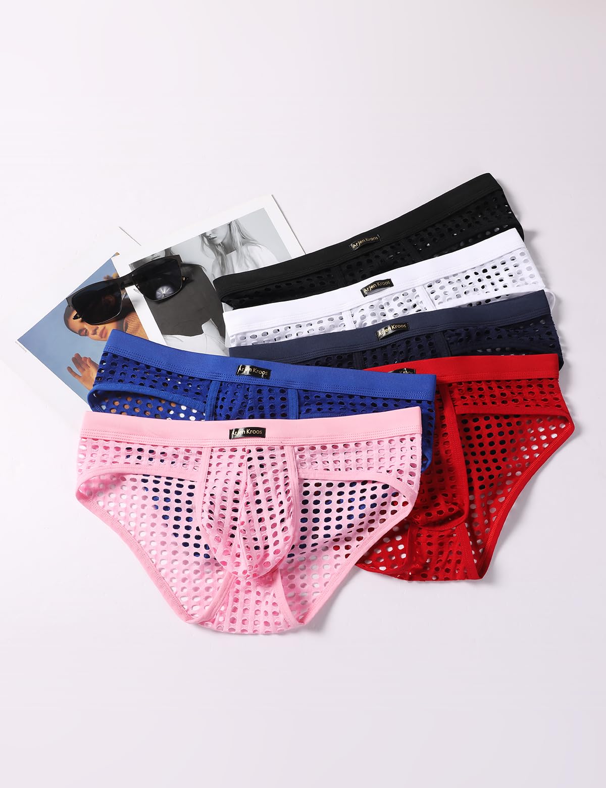 Mauro Kane Slip Herren Sexy Unterwäsche für Mann Transparent Unterhosen Männer Mesh Netz Slips Rosa XL