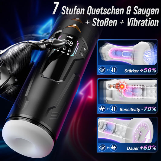 Masturbieren für Männer Handfrei, Masturbator 7 Teleskop 7 Saugen 7 Vibration Taschenmuschi, Sex Spielzeug für die Männer Solo KI Masturbatoren, Vibratorensets Ein-Klick Max Penis Pump Sex Toys Set