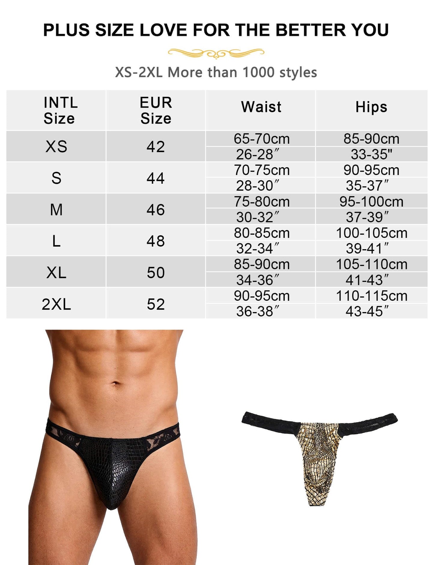 comeondear String Tanga Männer Kunstleder Slip Sexy Spitze Thong Schwarz XL