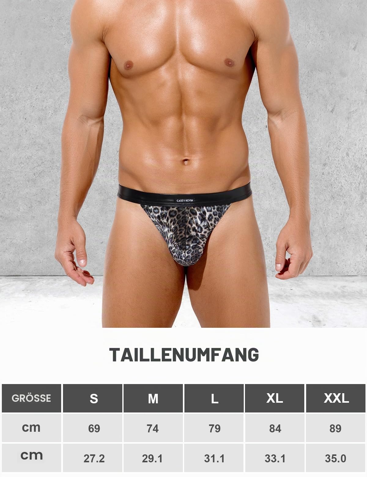 String Herren Sexy Tanga Männer Unterwäsche Leopard G String Mit PU Leder Gürtel