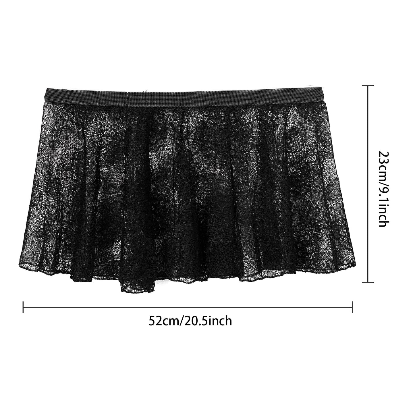 FakeFace Herren Sexy Sissy Höschen Knickers Spitzen-Slip Minirock, Erotisch Unterhosen, Crossdresser Tanga Unterwäsche für Nachtclub, Cosplay & Erotische Dessous, Reizwäsche für Männer