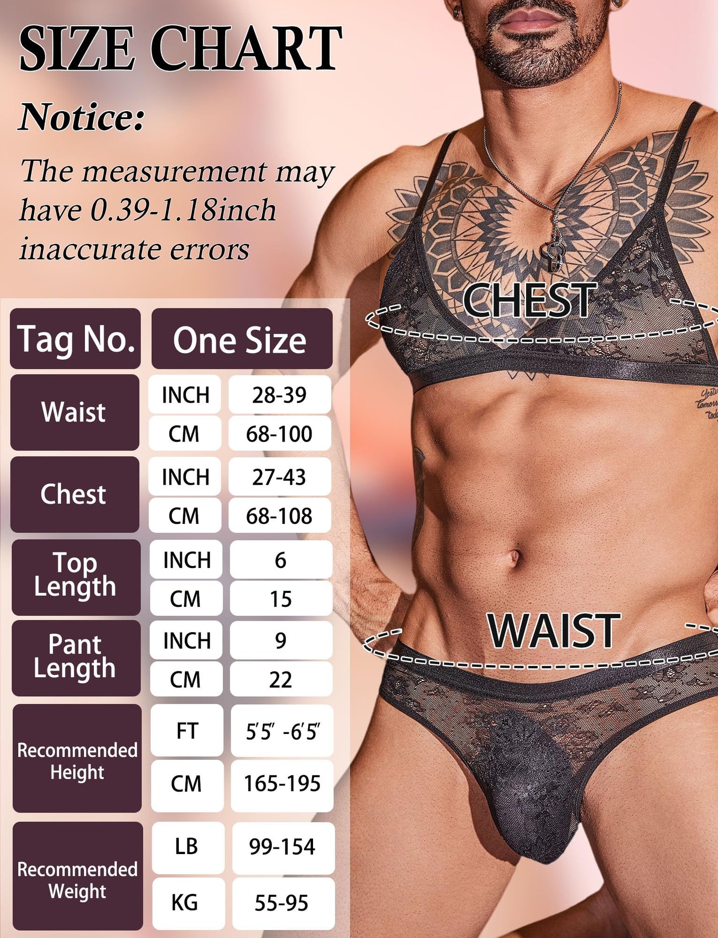 Adigau Herren Sissy Dessous Set Schwarzer Spitzen-BH mit Slips Höschen Gay Unterwäsche Männer Reizwäsche Bikini Crossdressing Schlafanzug