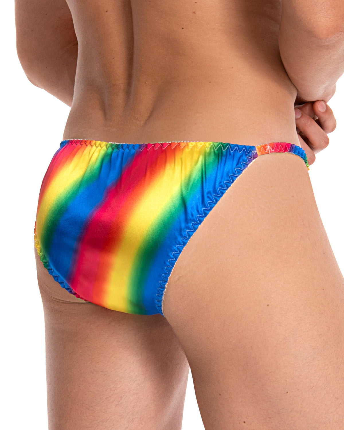 Satini Satin Tanga Herren Slip Unterwäsche Glänzend, Regenbogen, XL