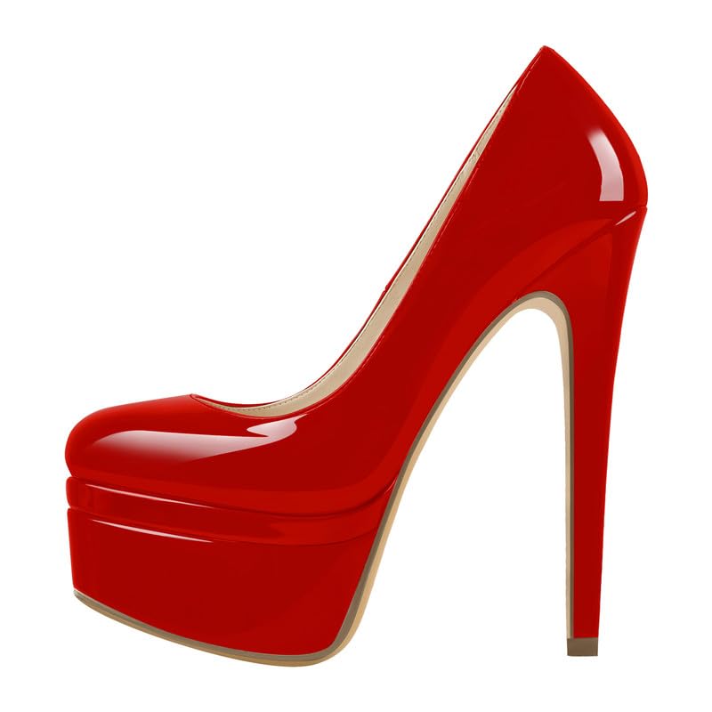 Meinabsatz Damen Plateau Pumps Klassische Plattform High Heels Stiletto Damenschuhe Lackoptik Rot