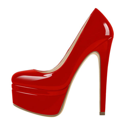 Meinabsatz Damen Plateau Pumps Klassische Plattform High Heels Stiletto Damenschuhe Lackoptik Rot