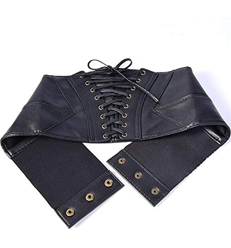 Korsett elastischer Bund，Breiter Gürtel für Frauen Elastischer Korsettbund, elastischer Korsettbund mit Metallknöpfen, schwarz