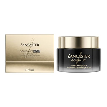 Lancaster Golden Lift Overnight Age-Defying Cream – Mit Retinol + Retinal – Bekämpft Anzeichen lichtbedingter Hautalterung – Kationisches liposomales Retinol – Mindert Pigmentflecken + Falten, 50 ml