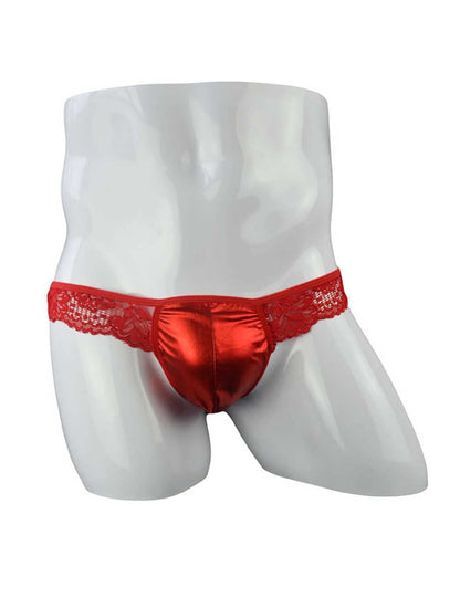 Herren Pouch Lace Rüschen Sissy Tanga Höschen Bikinihose T-Back Tangas G-String Unterwäsche (One Size, 2-teiliges Set)