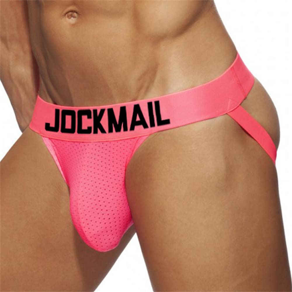 JOCKMAIL Herren Slips Suspensorium Komfort Herren Unterwäsche Sportlich Suspensorium Sport Unterwäsche Slip (DE/NL/SE/PL, Alphanumerisch, XL, Regular, Regular, Rosa)