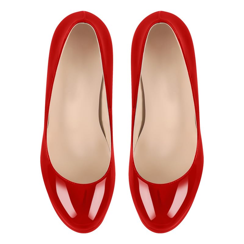 Meinabsatz Damen Plateau Pumps Klassische Plattform High Heels Stiletto Damenschuhe Lackoptik Rot