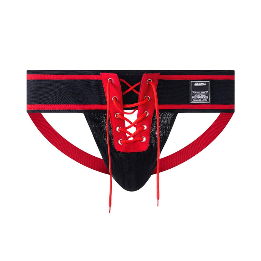 JOCKMAIL Herren Slip Jock Strap Sportlich Unterstützer Breiter Gürtel Komfortabel Herren Sport Unterwäsche Slip für Turnhalle Sport (DE/NL/SE/PL, Alphanumerisch, L, Regular, Regular, rot)