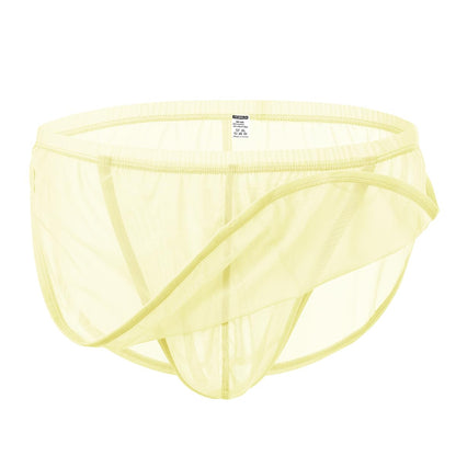 Men's Mesh Panel Ultra-Breathableg - Sheer See Through Lace Sexy Underwear Yellow-3XL