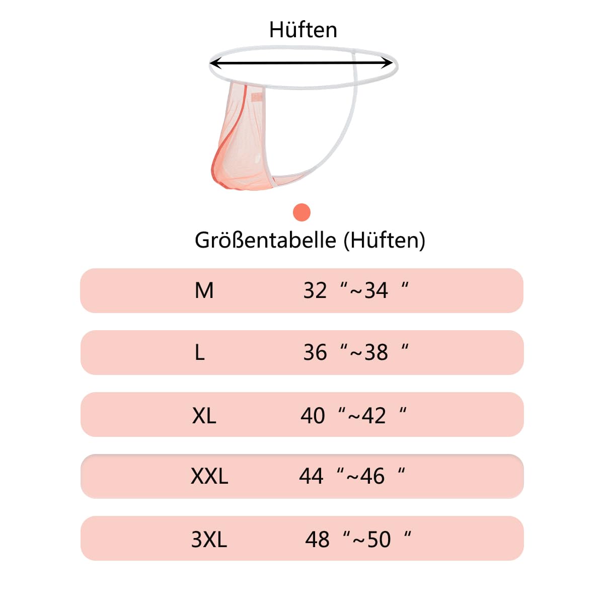 Herren Low-Waist String, weich und bequem, leicht und dünn, Mesh-atmungsaktiv Orange