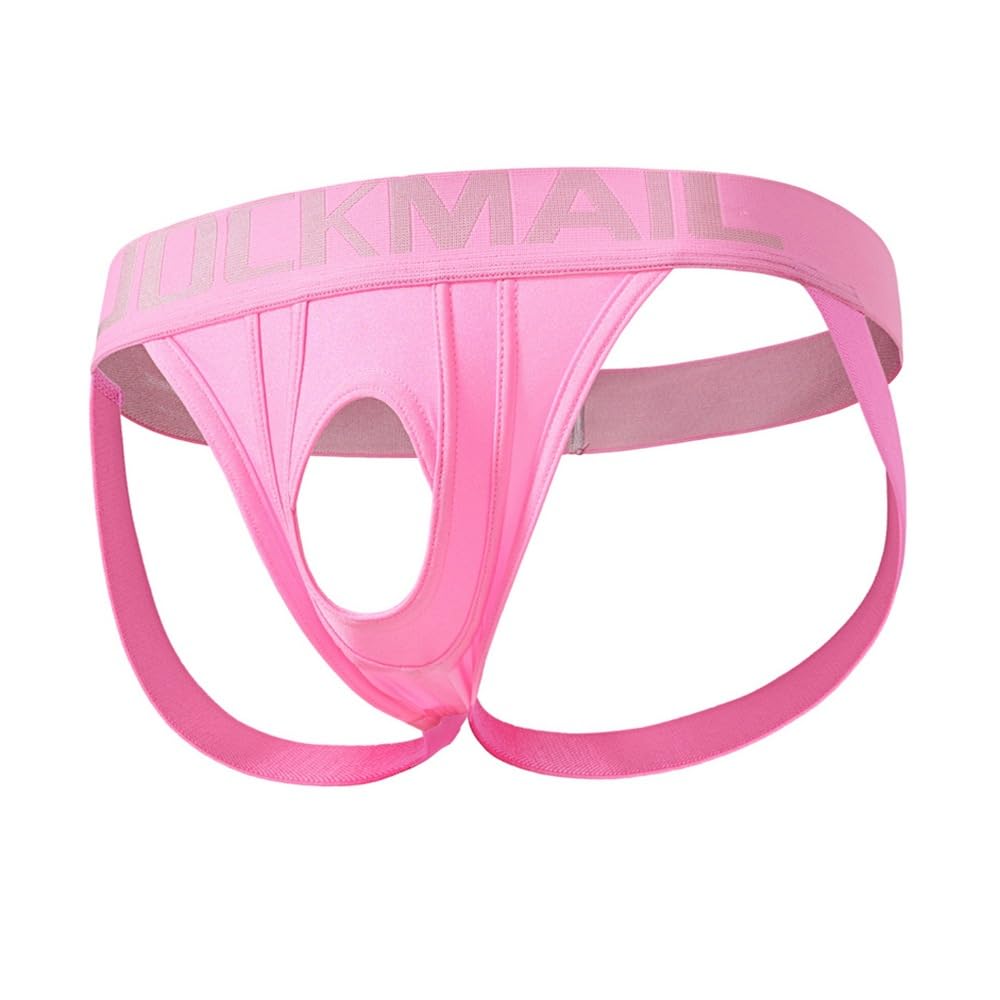 JOCKMAIL Herren Jockstrap Low Rise Cutout Design Jockstraps Atmungsaktiv Figurformend für Sport und Alltag (DE/NL/SE/PL, Alphanumerisch, XXL, Regular, Regular, Rosa)