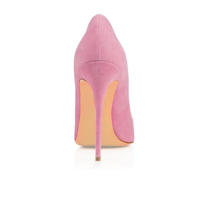 Stiletto High Heels Damen Rosa Elegante Pumps aus Wildleder mit 12 cm Absatz und Spitze fürs Büro EU38
