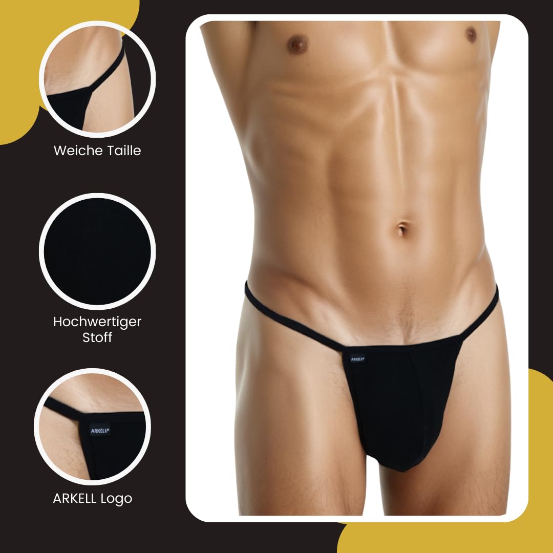 Herren-Tanga aus schwarzer Baumwolle mit Rückseite aus Herrengarn moderner Stil, Schwarz (DE/NL/SE/PL, Alphanumerisch, M, Regular, Regular, Schwarz)