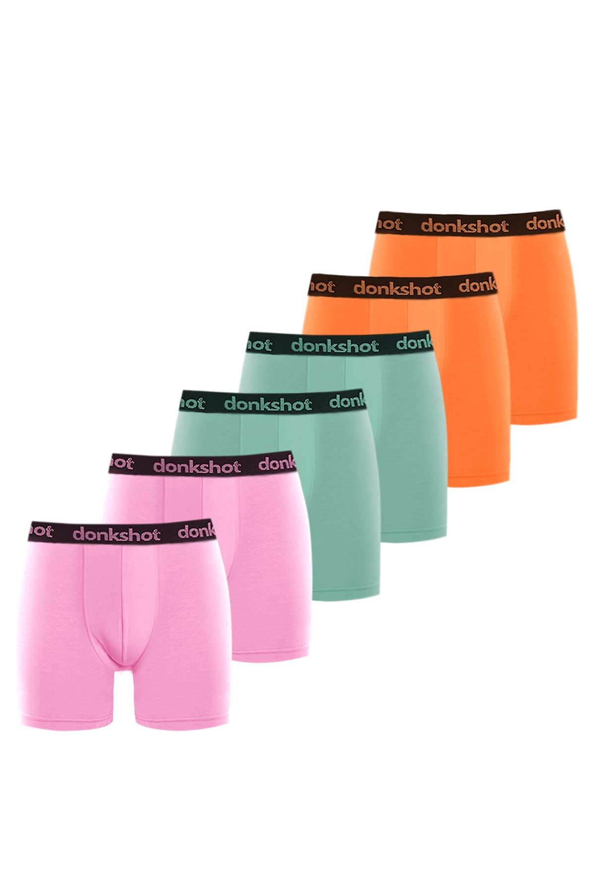 Boxershorts mit längerem Bein im 6er Pack, Bequeme Unterhosen für Herren, eng anliegend mit klassischem Schnitt, Mint-Orange-Lila - XL