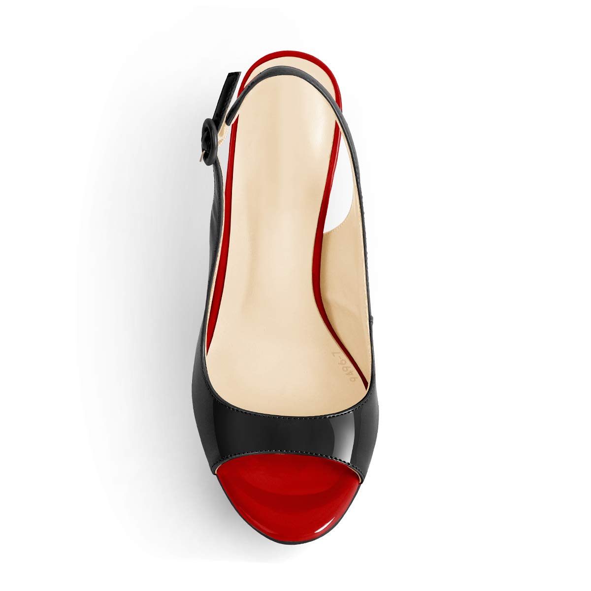 Damen Sandaletten Stiletto High Heels -offene Zehen Slingback Sandaletten mit Riemchen Schnalle Lack Zweifarbig Schwarz Rot 41 EU