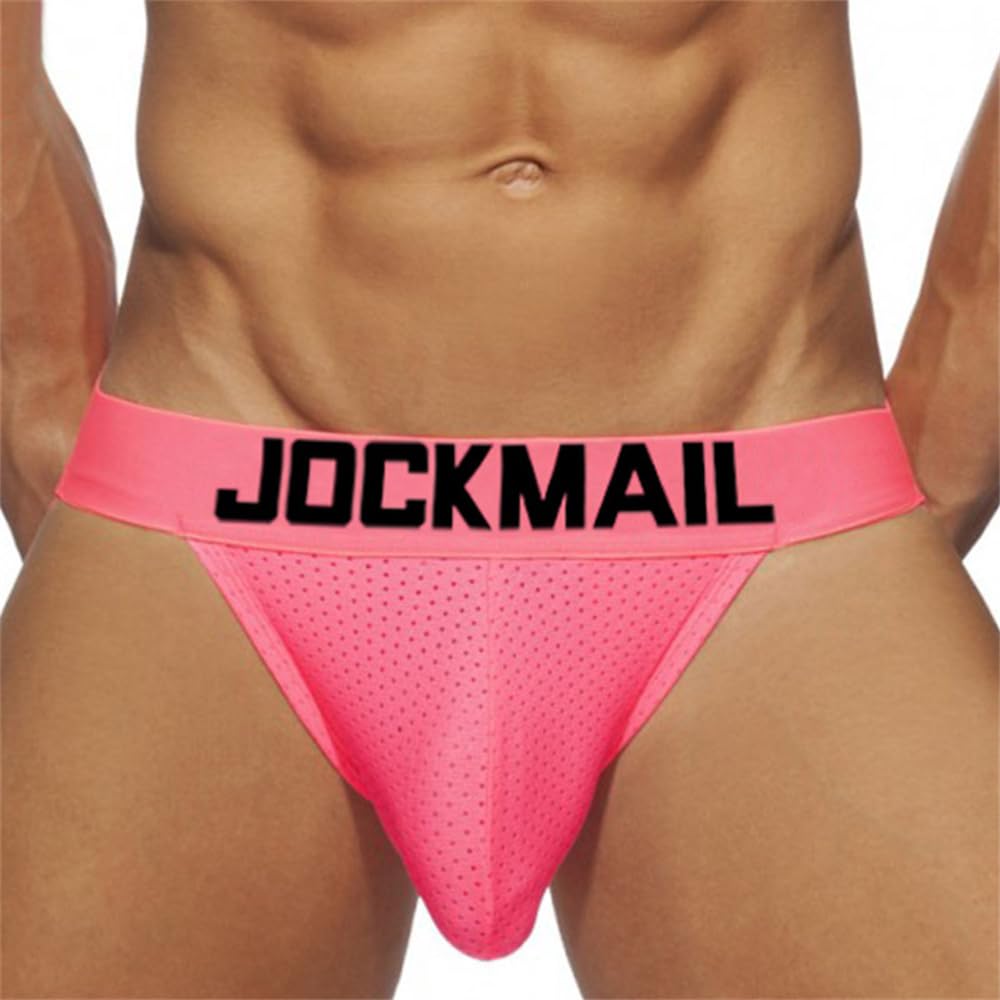 JOCKMAIL Herren Slips Suspensorium Komfort Herren Unterwäsche Sportlich Suspensorium Sport Unterwäsche Slip (DE/NL/SE/PL, Alphanumerisch, XL, Regular, Regular, Rosa)