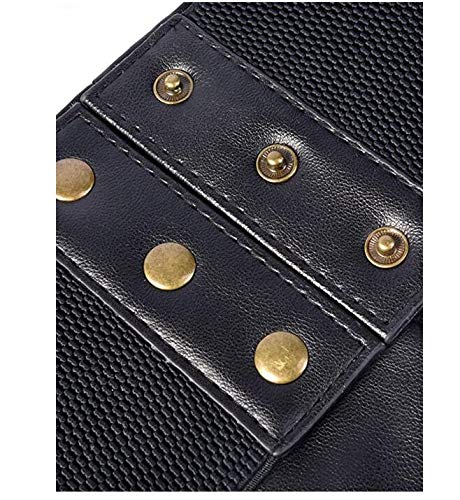 Korsett elastischer Bund，Breiter Gürtel für Frauen Elastischer Korsettbund, elastischer Korsettbund mit Metallknöpfen, schwarz