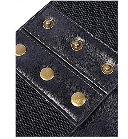 Korsett elastischer Bund，Breiter Gürtel für Frauen Elastischer Korsettbund, elastischer Korsettbund mit Metallknöpfen, schwarz