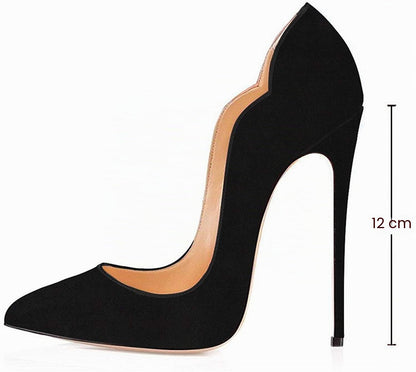 EDEFS Damen Pumps Schwarz Wildleder High Heels mit 12cm Absatz Elegante Stiletto Schuhe für Büro Party Hochzeit EU35
