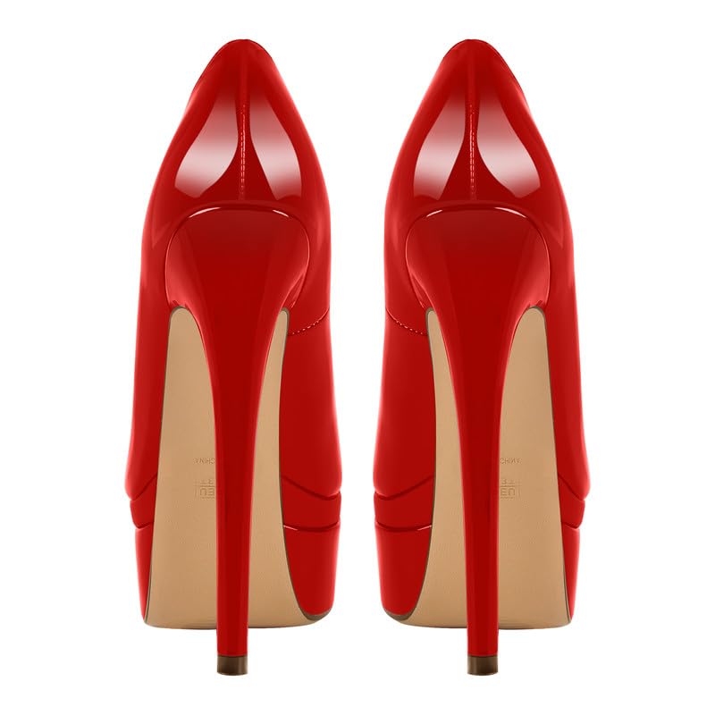 Meinabsatz Damen Plateau Pumps Klassische Plattform High Heels Stiletto Damenschuhe Lackoptik Rot
