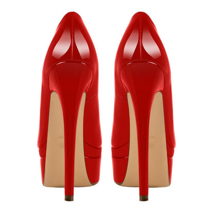 Meinabsatz Damen Plateau Pumps Klassische Plattform High Heels Stiletto Damenschuhe Lackoptik Rot