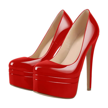 Meinabsatz Damen Plateau Pumps Klassische Plattform High Heels Stiletto Damenschuhe Lackoptik Rot