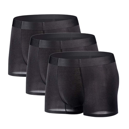 YUSHOW 3er Pack Eisseide Unterwäsche Herren Sexy & Bequem-[Zweite Haut Gefühl] Mesh Atmungsaktive Boxershorts für Männer mit Pouch-Support,Sexy Nahtlose Sommer Unterhosen