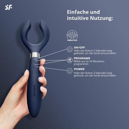 Satisfyer Endless Fun Vibrator für Paare 33 Anwendungsmöglichkeiten mit 100 Vibrations-Funktionen | Stark & Leise für Frau & Mann | Sex-Spielzeug verwendbar als Dildo und für Klitoris-Stimulation