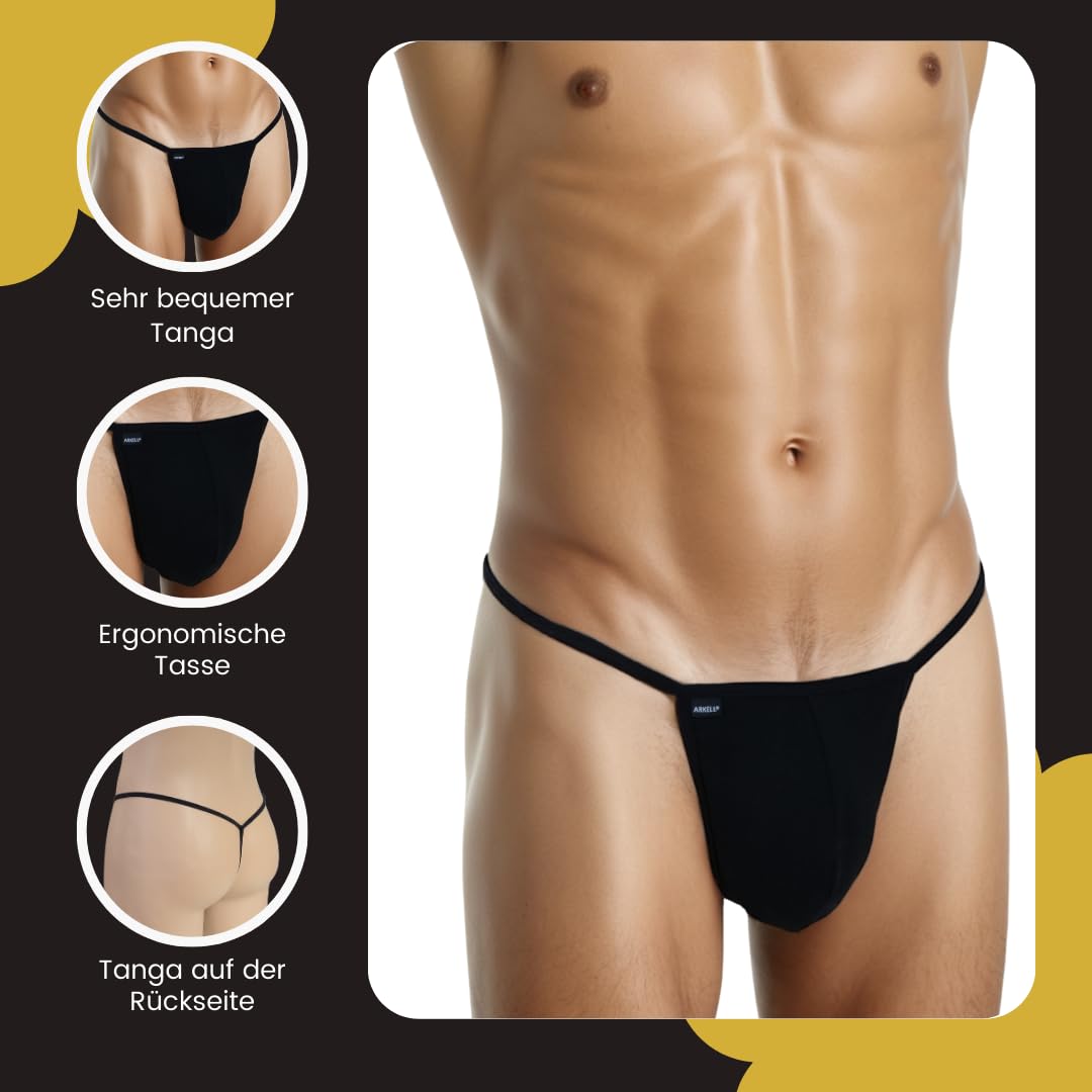 Herren-Tanga aus schwarzer Baumwolle mit Rückseite aus Herrengarn moderner Stil, Schwarz (DE/NL/SE/PL, Alphanumerisch, M, Regular, Regular, Schwarz)
