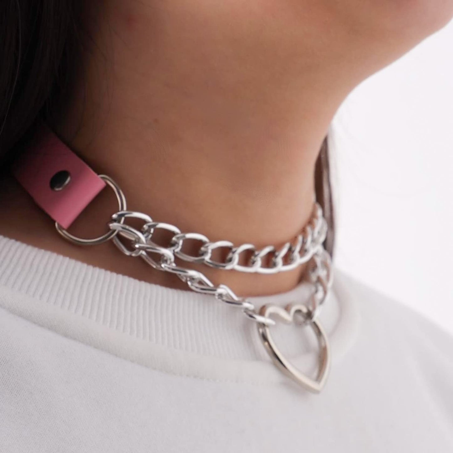 Sissy Collare Cuore Collana in pelle Choker per le donne