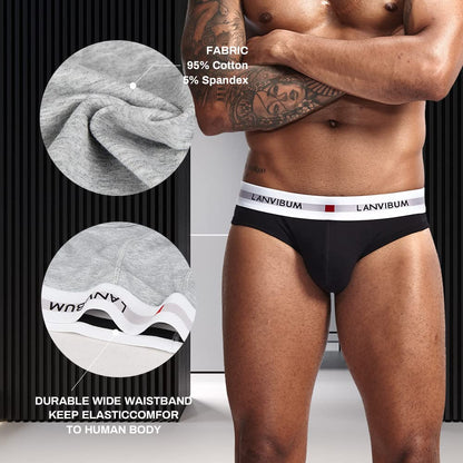 Herren Slips Baumwolle Unterwäsche männer niedrige Taille atmungsaktive Unterhosen geeignet für Sport, Reisen, 3er-Pack