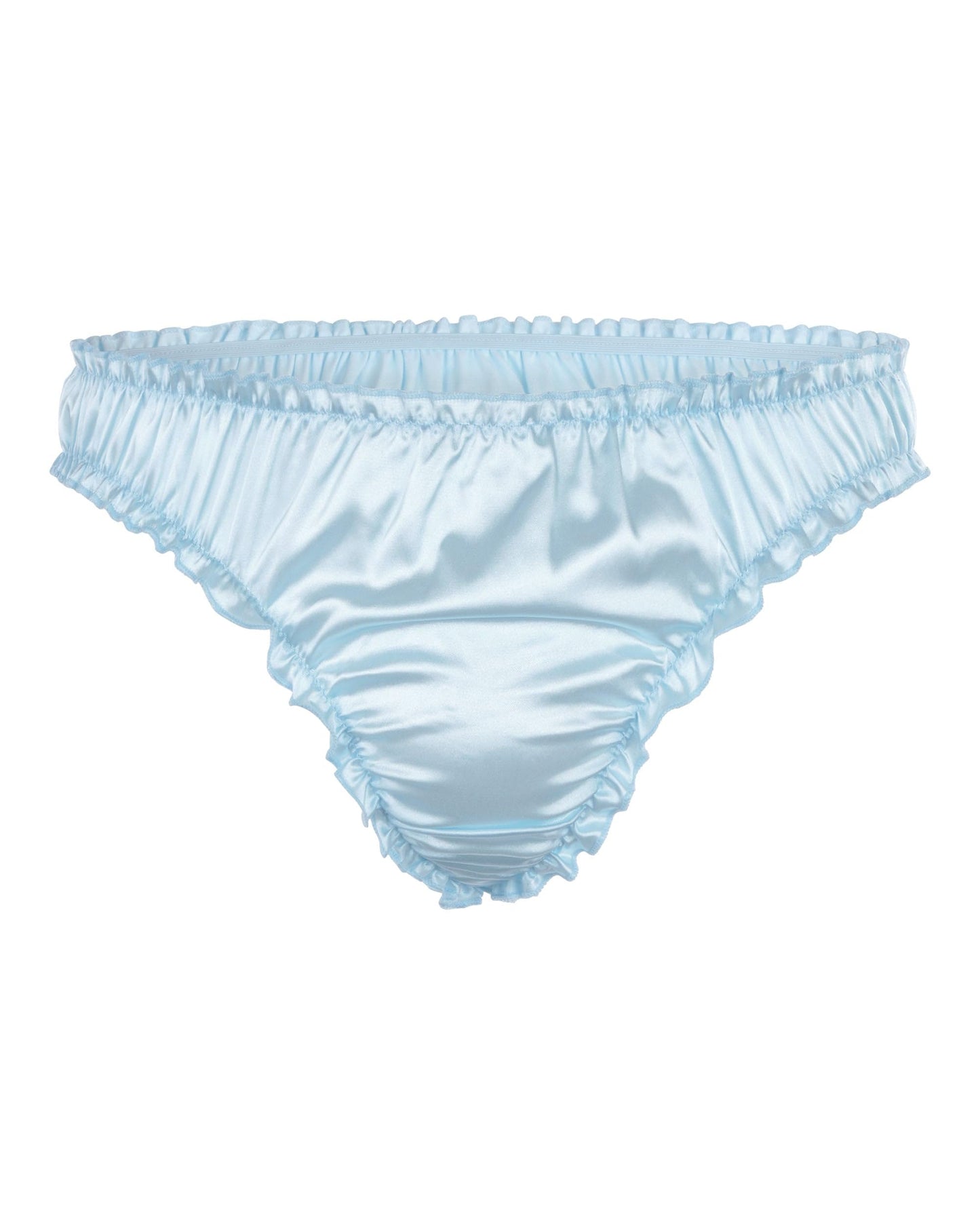 Satini Satin Rüsche Sissy Tanga Tanga Boy-Shorts Slips Höschen Unterwäsche (Baby blau, L)
