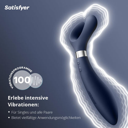 Satisfyer Endless Fun Vibrator für Paare 33 Anwendungsmöglichkeiten mit 100 Vibrations-Funktionen | Stark & Leise für Frau & Mann | Sex-Spielzeug verwendbar als Dildo und für Klitoris-Stimulation